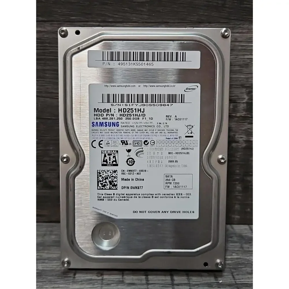 Lot of 4-Samsung HD251HJ SpinPoint F1 250GB 7200RPM 8MB Buffer 3.5in Hard Drives